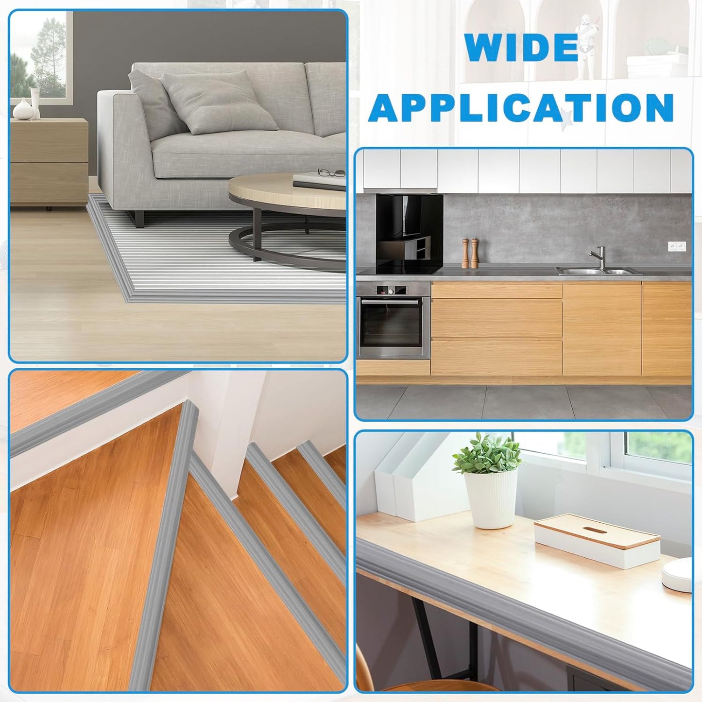 Wall Corner Protector Peel and Stick Corner Trim Molding Flexible Inside & Outside Wall Edge Guard Self Adhesive Moulding Trim for Edge Use, Gray, 0.8” W x 20’ L