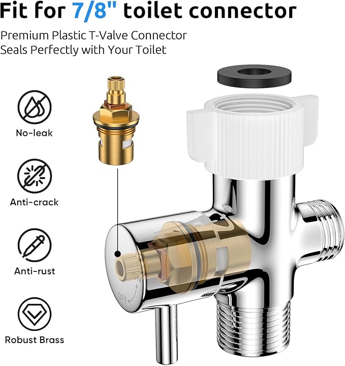 Arofa Hands-Free Handheld Bidet Sprayer for Toilet, Jet Spray Adjustable Water Flow Muslim Shower with Bidet Hose, Stainless Steel Toilet Faucet Kit for Baby Cloth Diaper Cleaning