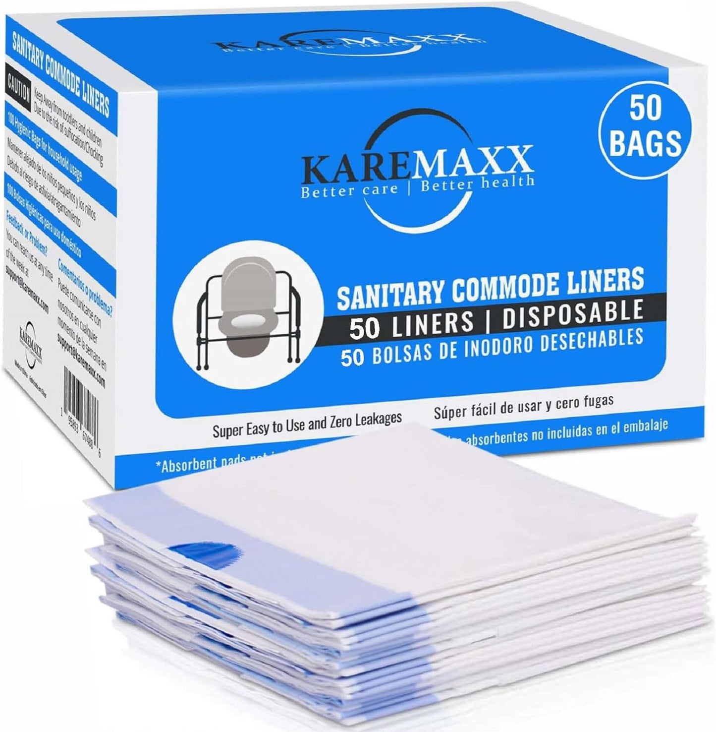 Disposable Potty liners - 50, Bed side commode Liners, Portable Toilet Bag, Potty Bags for Portable Toilet, Potty Chair Liners, Toilet Liners, Commode Bags - Leak Proof & Odorless