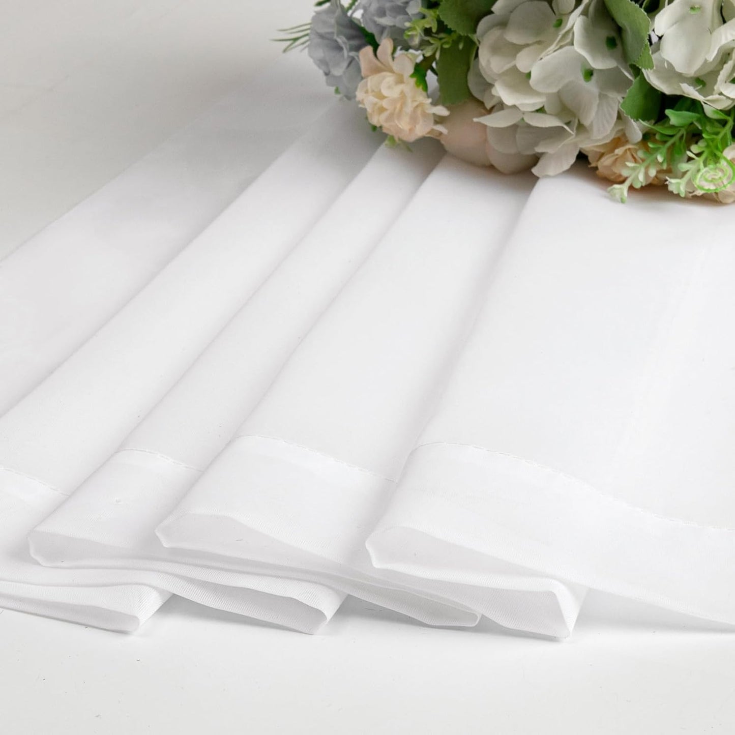 Chyhomenyc White Sheer Curtains 54 Inch Long 2 Panels Set, Short Voile Rod Pocket Drapes for Dinning Small Windows Bathroom Living Room Bedroom, Each 42Wx54L in, 2PCS, White