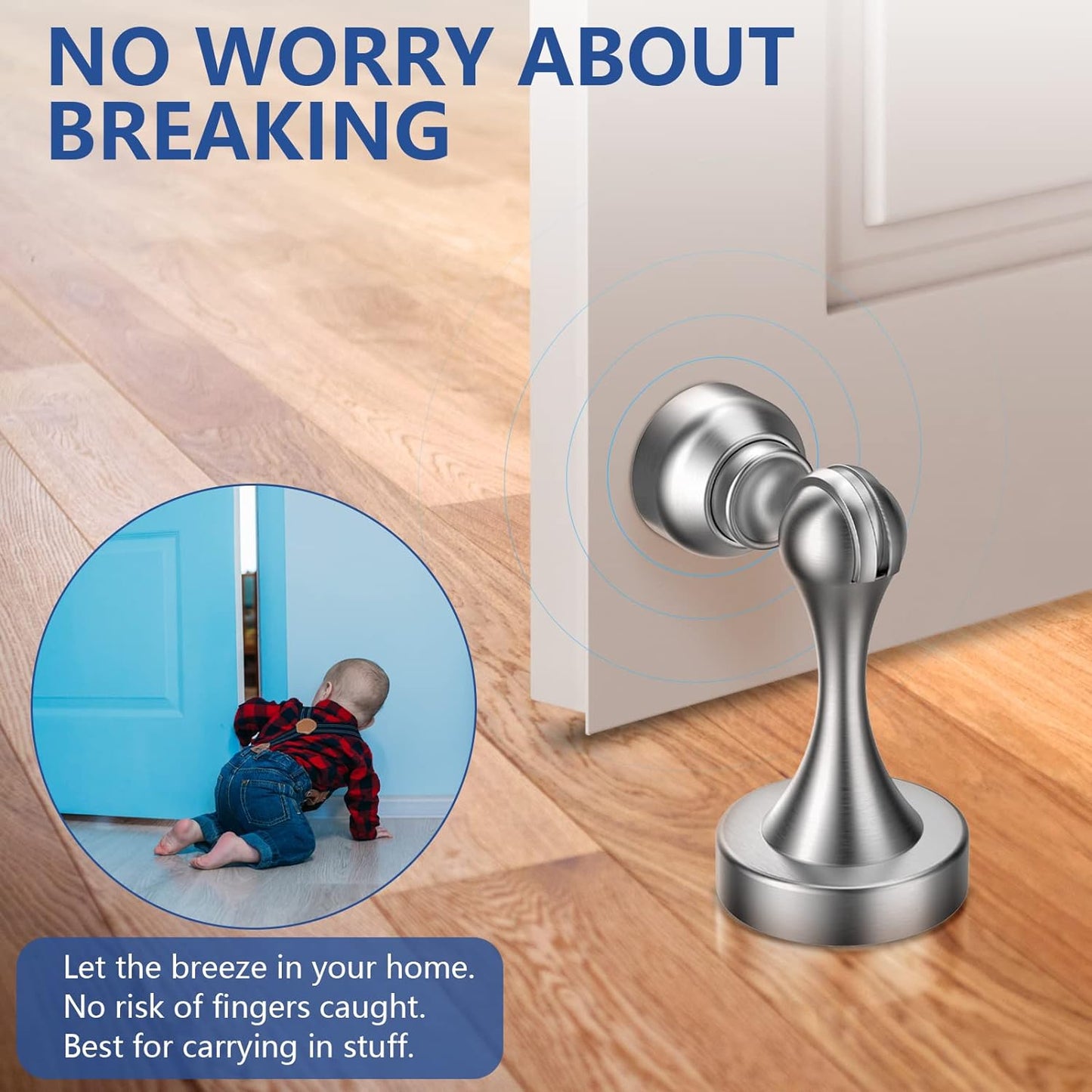 Magnetic Door Stop Stainless Steel，Door Stopper, Heavy Duty for Various Door Types, Keep Your Door Open, Wall Mount Door Holder/Catch