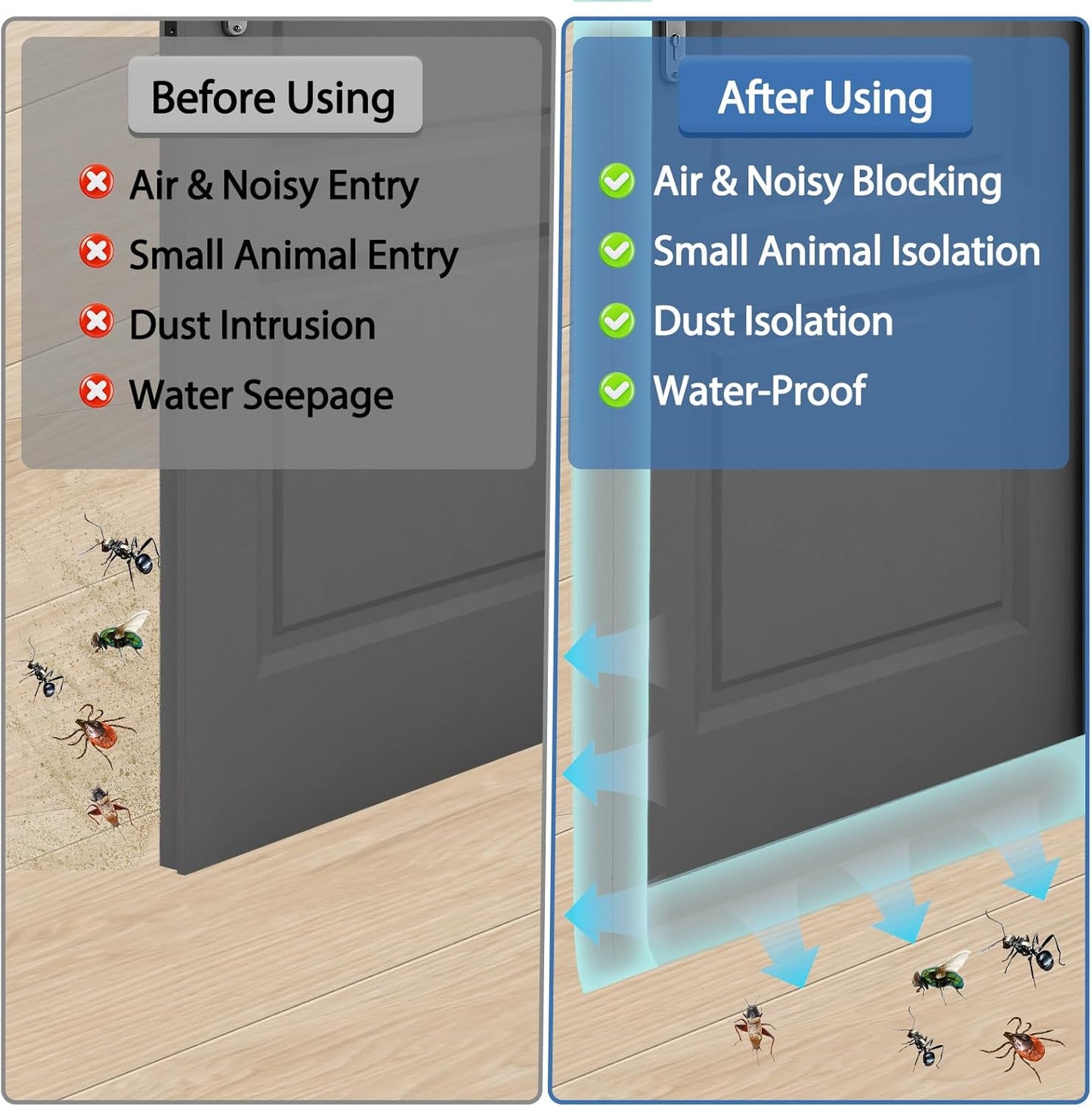 Weather Stripping Door Draft Stopper Flexible Self Adhesive Silicone Door Seal Strip for Glass Doors Windows and Shower Glass Gaps, 2 Inch Wide X 40 Feet Long, Gray