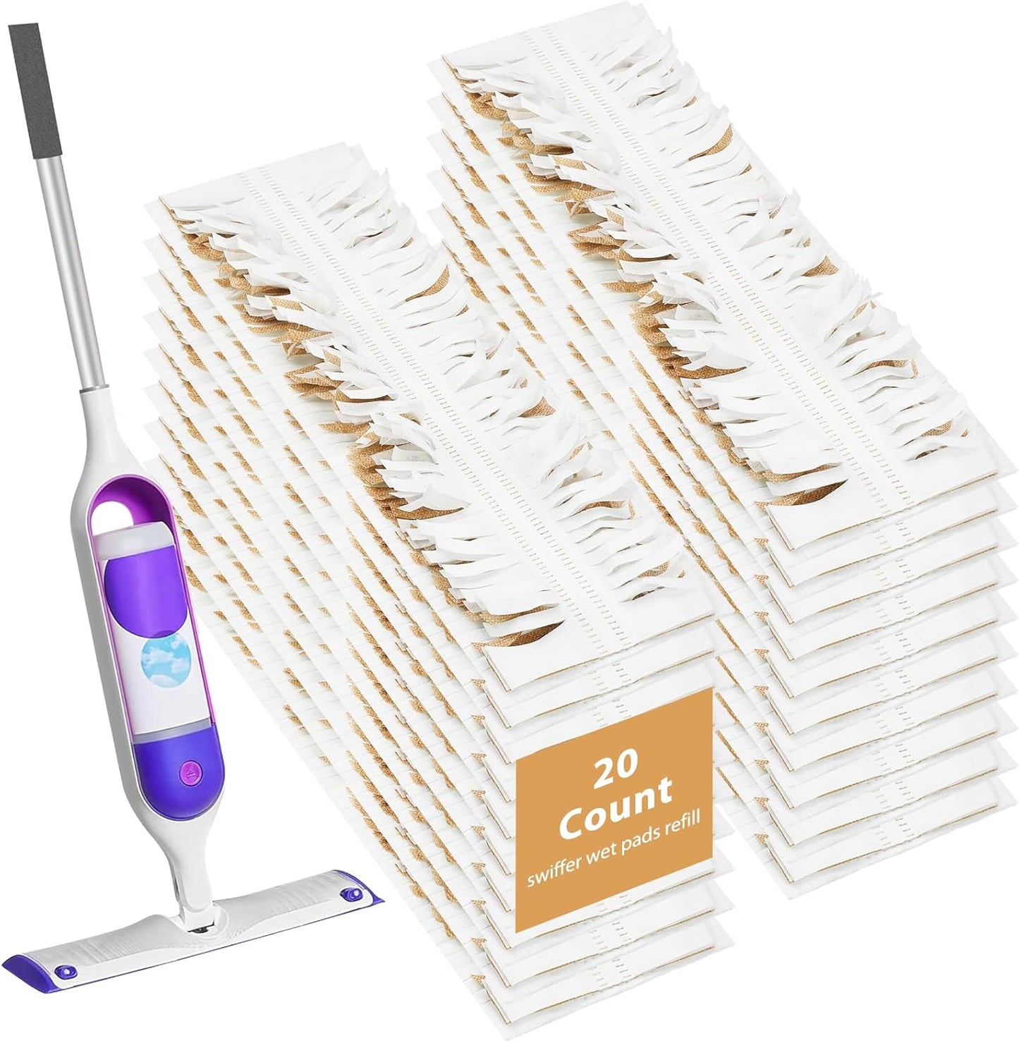 20 Pack Swiffer Mop Pads - Disposable Wet Mop Refills for Swiffer Power Mop, Strong Absorbent Pads for Easy Cleaning, Perfect for Hardwood, Laminate & Tile Floors, Compatible with WetJet & More