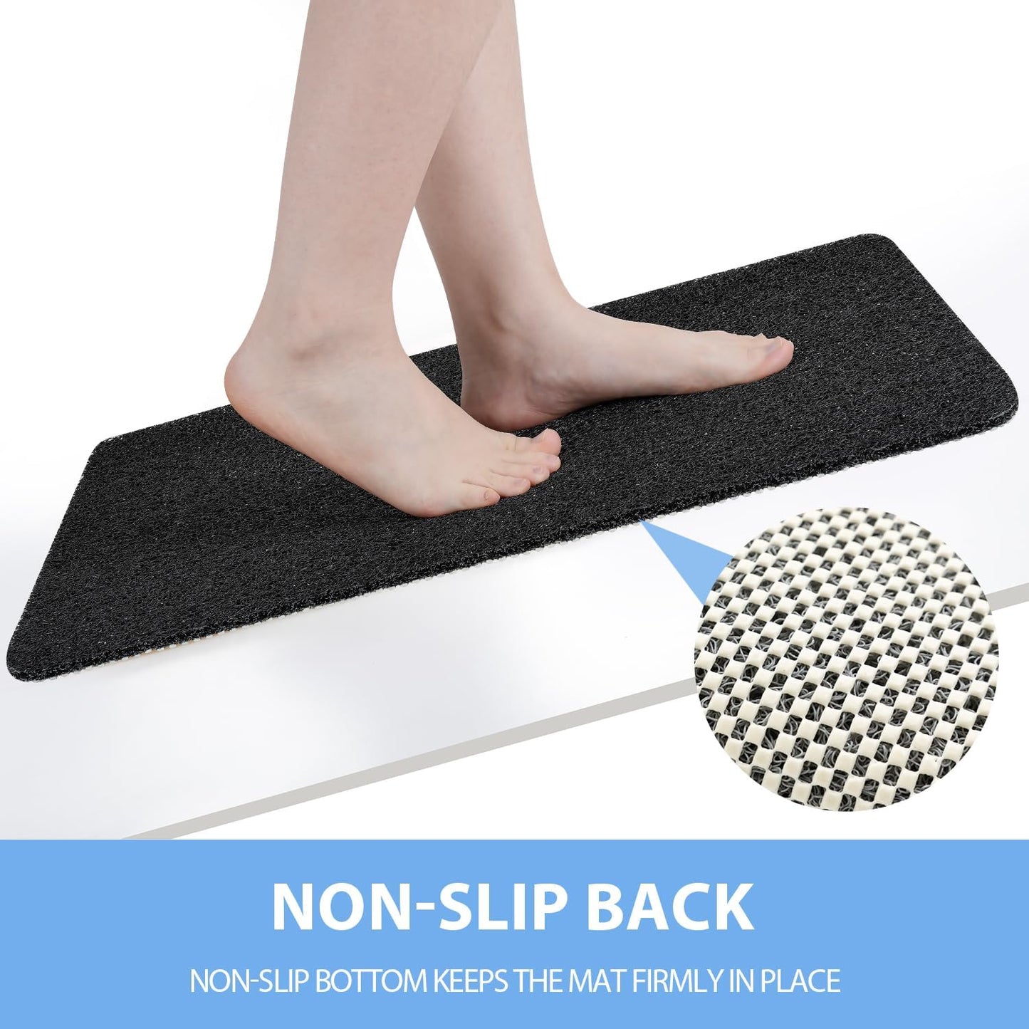 Non-Slip Bathtub Mat, Anti Slip Shower Mat, Fast Drying Bathtub Mats, Foot Scrubber Mat, Anti Slip Mat for Tub, Floor, Bathroom, Kitchen, Home, Hotel (Black 24"×24")