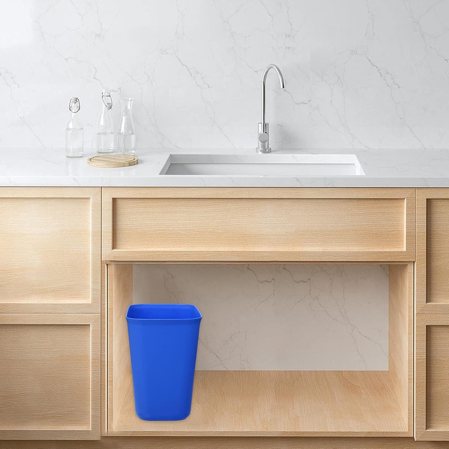 Nipogear 3 Gallons Efficient Trash Can Wastebasket, Fits Under Desk, Kitchen, Home, Office (Blue, 3 Gallons)