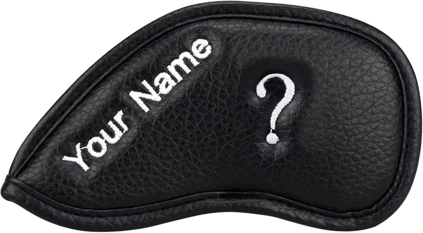 CRAFTSMAN GOLF 12pcs or 1pc Thick Synthetic Leather Golf Iron Head Covers Set Headcover Fit All Brands Callaway Ping Taylormade Cobra Etc. Also Custom Name