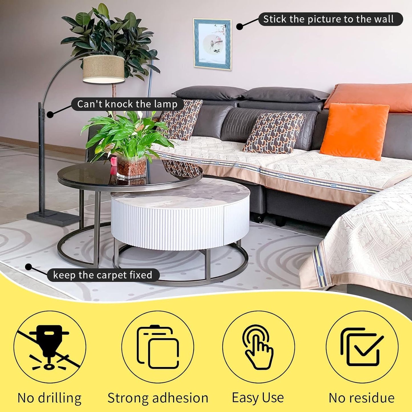 4Pack Double Sided Tape Heavy Duty, 2in x 66FT, Universal High Tack Strong Wall Adhesive with Fiberglass Mesh, Super Sticky Resistante Clear Tape, Easy Use Mounting Tape White