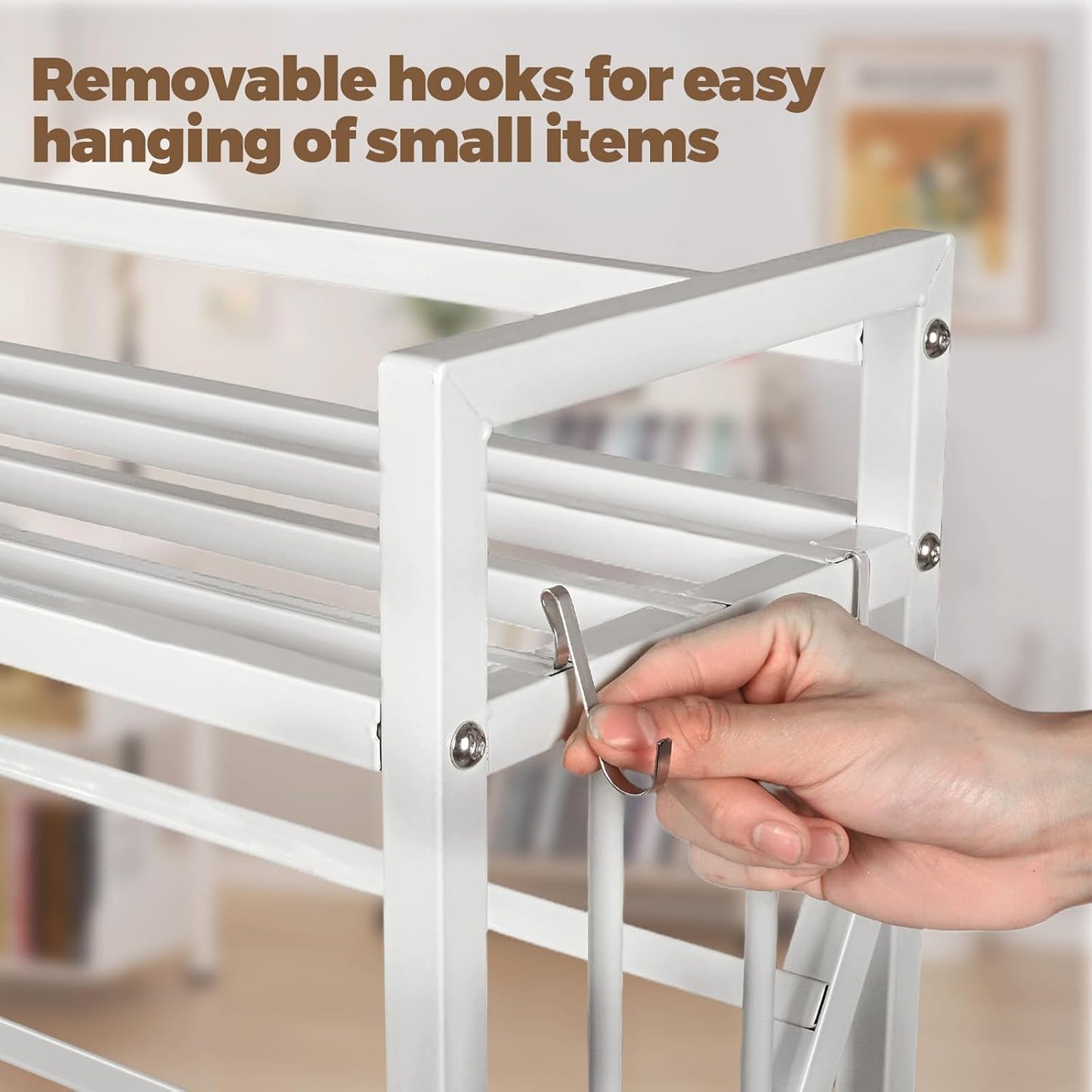 Book Carts 4 Tier 46.5x35.4x9.84 in Rolling Book Cart Large Capacity Bookshelf Storage Rack Mobile Book Storage with Wheels Cart for Home Office Living Room Classroom (White)