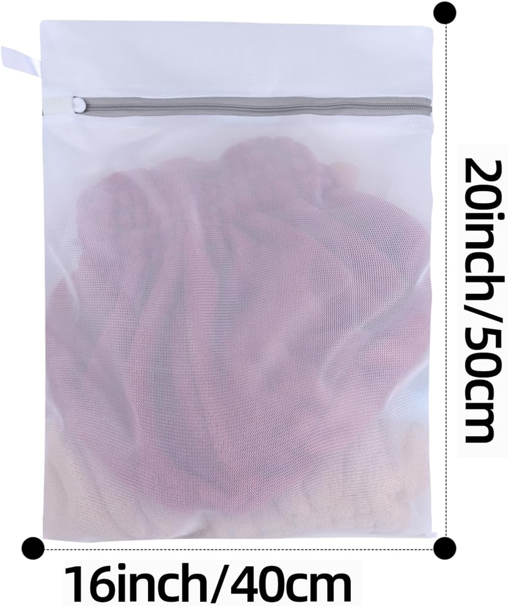 Mesh Laundry Bags, Mesh Wash Bags, Durable Mesh Structure with Strong Zipper, Suitable for Underwear, Delicate Clothes, Pants, Shoes, Socks Washing (Small Fine Mesh, Medium 16 * 20in *4pcs)