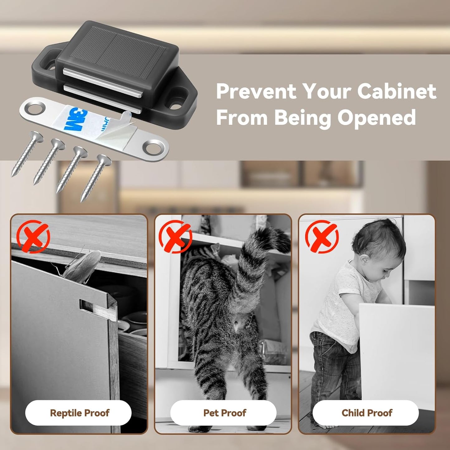 Cabinet Magnetic Catch Door Latch 30LB for Kitchen Drawer Magnets to Stay Closed Magnetic Catch Closet for Drawer（Black 24 Pack）