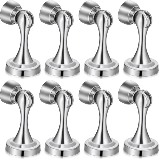 8 Pcs Magnetic Door Stoppers Stainless Steel Door Stops Magnetic Catch Holder with Screws for Wall Floor Mounted Wall Protector Hold (Silver)