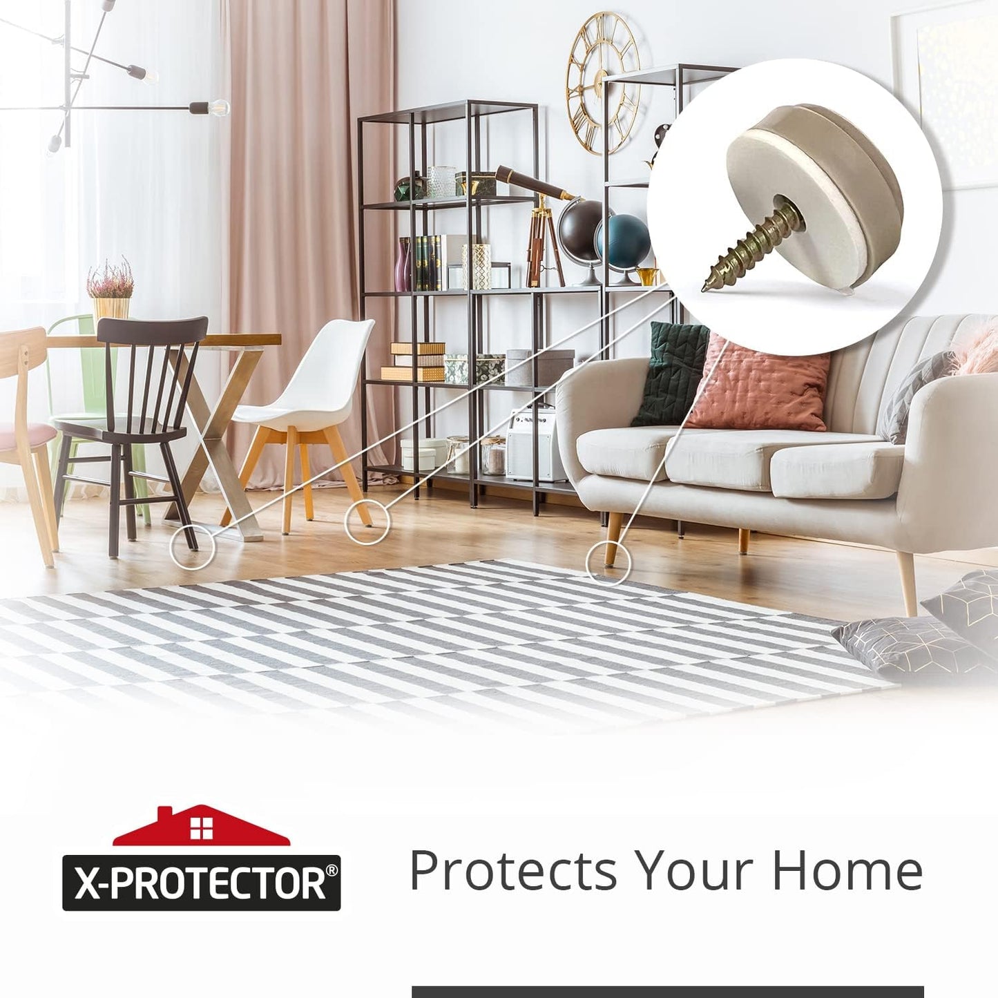 Chair Glides X-PROTECTOR – 8 PCS 1" Furniture Glides – Screw-On Chair Sliders – Premium Chair Leg Floor Protectors – Slide Furniture Effortlessly on All Floor Types with Small Furniture Sliders!