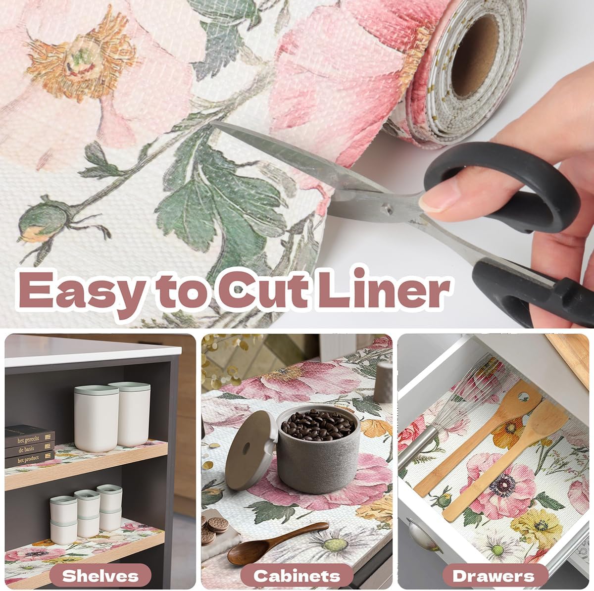 Shelf Liner for Kitchen Cabinets Non-Adhesive,Cabinet Liner for Shelves Non Slip Drawer Liner,Waterproof Kitchen Drawer Liners,Cupboard Liners for Cabinets Easy to Clean (12In x 10FT)