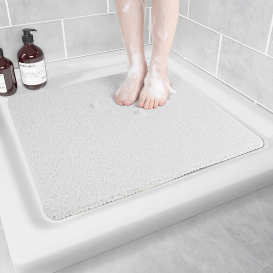 Non-Slip Bathtub Mat, Anti Slip Shower Mat, Fast Drying Bathtub Mats, Foot Scrubber Mat, Anti Slip Mat for Tub, Floor, Bathroom, Kitchen, Home, Hotel (White 24"×24")