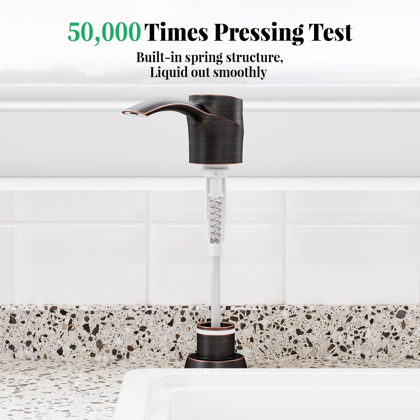 SAMODRA Kitchen Sink Soap Dispenser Oil Rubbed Bronze Built-in Soap Dispenser,ABS Dispenser Pump Head with 11 oz PET Bottle, Refill from Top