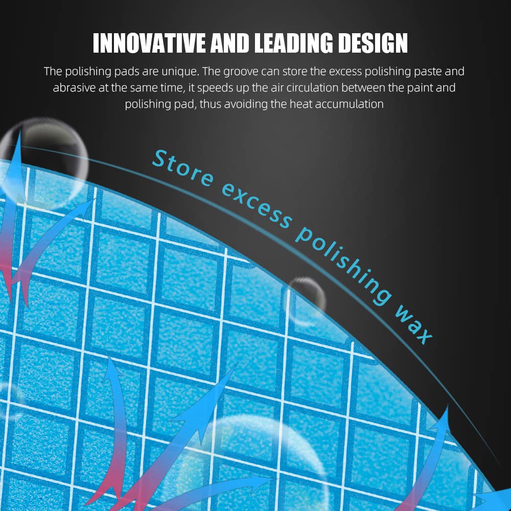 Blue Polish Pad, Buffing Polishing Pads, SPTA 3Pcs 6.5 Inch Face for 6 Inch 150mm Backing Plate Compound Buffing Sponge Pads for Car Buffer Polisher Compounding, Polishing and Waxing -FPTSS6B-3