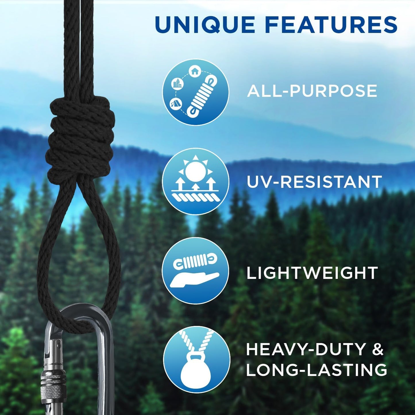 TECEUM 500lb Cotton Rope 3/16” (5 mm) – 50 FT | 100 FT – Strong All-Purpose Braided Rope – Natural Cotton – for Crafting, Сamping, Clothes Line, DIY, Indoor & Outdoor Use – Black