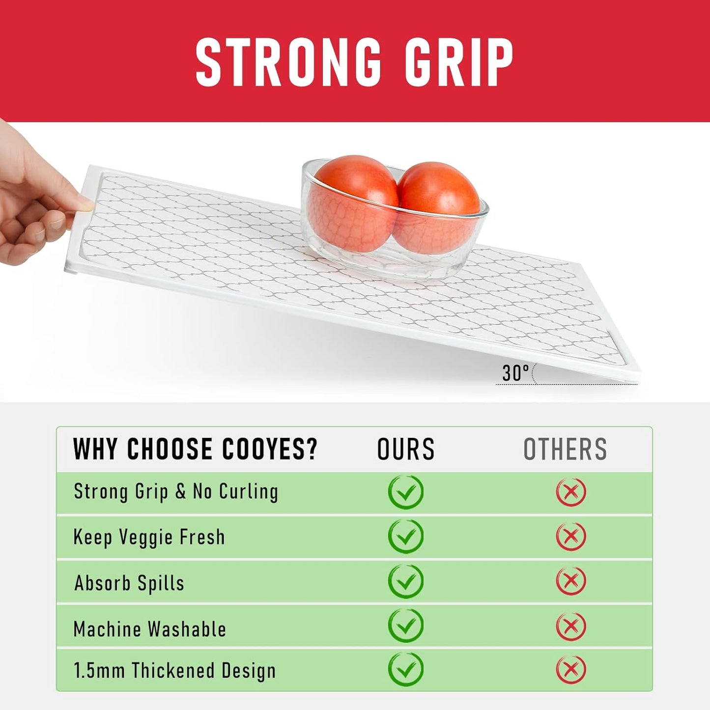 Cooyes 2 in 1 Refrigerator Liners & Fresh mats for Fridge Drawer and Glass Shelves, Absorbent Cloth Fridge Organizer Bin Mats Washable, Shelf Liner for Kitchen Cabinets Non Adhesive