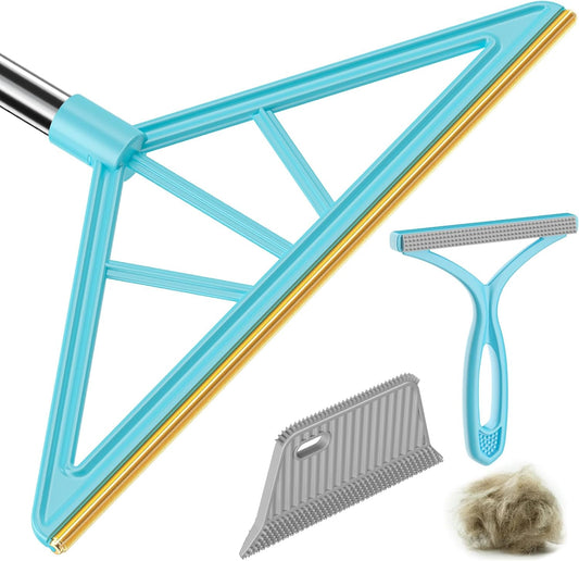 Carpet Rake for Pet Hair Removal,Reusable Pet Hair Remover, 55”Adjustable Long Handle Carpet Rake Pet Hair Remover,Dog Hair Rake,Cat Fur Brush,Lint Remover Scraper for Carpets,Rugs,Mats,Couch