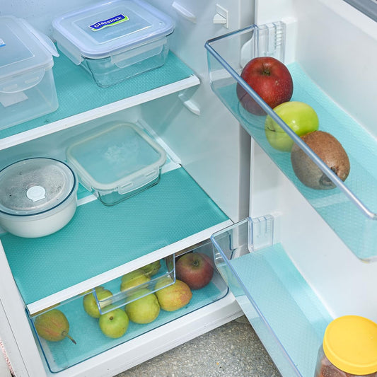 BOPART 12Pcs Refrigerator Liners Washable Fridge Shelf Liners Mats for Freezer Glass Shelves Kitchen Cabinets Cupboards Drawers (17.7" x 11.4")