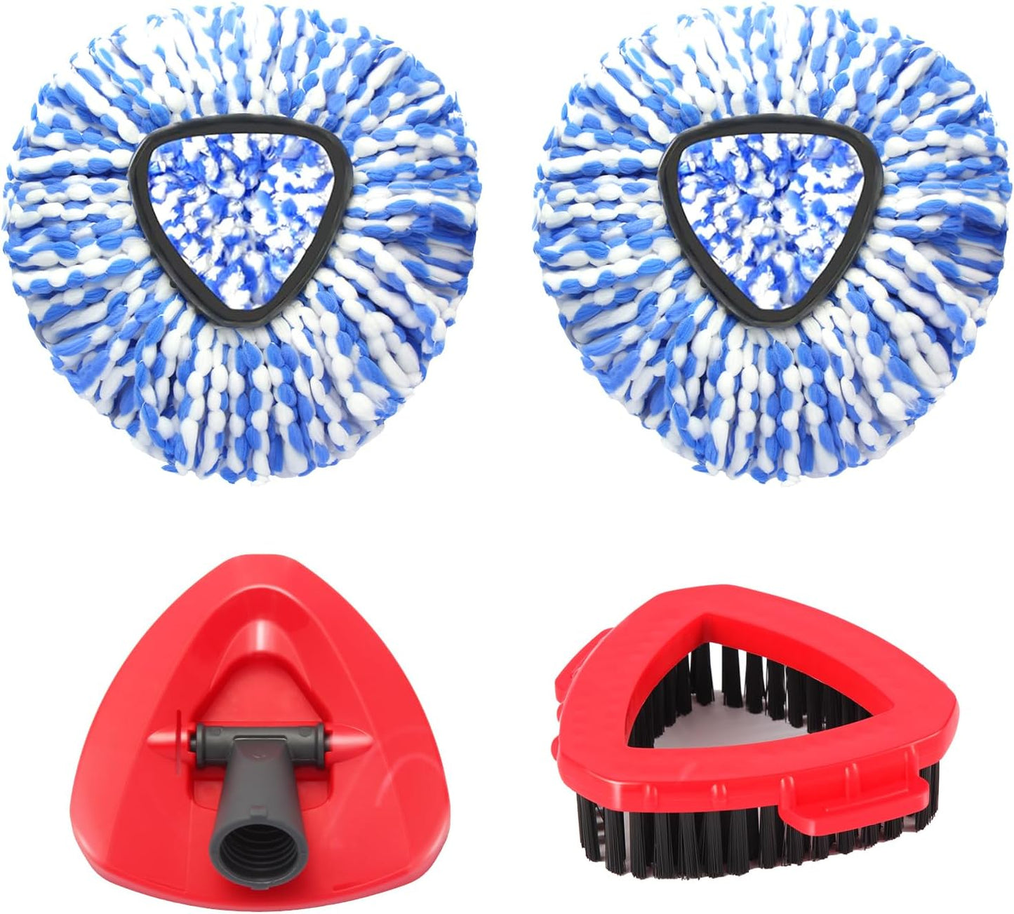 Mop Heads Replacements for OCedar RinseClean 2 Tank Spin Mop System, Mop Replace Head with 2 Microfiber Mop Head Refills, 1 Scrub Brush and 1 Mop Base Set Combo