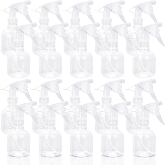 20 Pcs Empty Plastic Spray Bottle 8 OZ Reusable Clear Liquid Container with Trigger Sprayers for Water Perfume Cleaning Fluid Plants Kitchen Toilet Pet (Color Set 2)