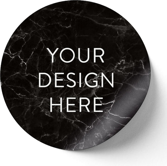 100 Custom Vinyl Stickers - Upload Your own Image, Text, Design, Logo - Personalized Logo Labels for Handmade, Packaging, Bottle, Jars, Candle, Brand Stickers (Black Marble, 5x5)