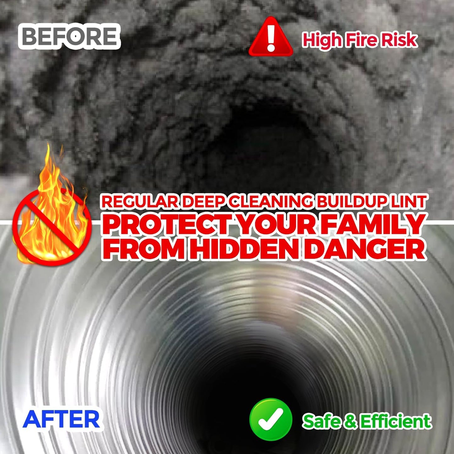 Holikme 50 Feet Dryer Vent Cleaner Kit Lint Remover Flexible Dryer Vent Cleaning Brush Extends Up to 50 Feet