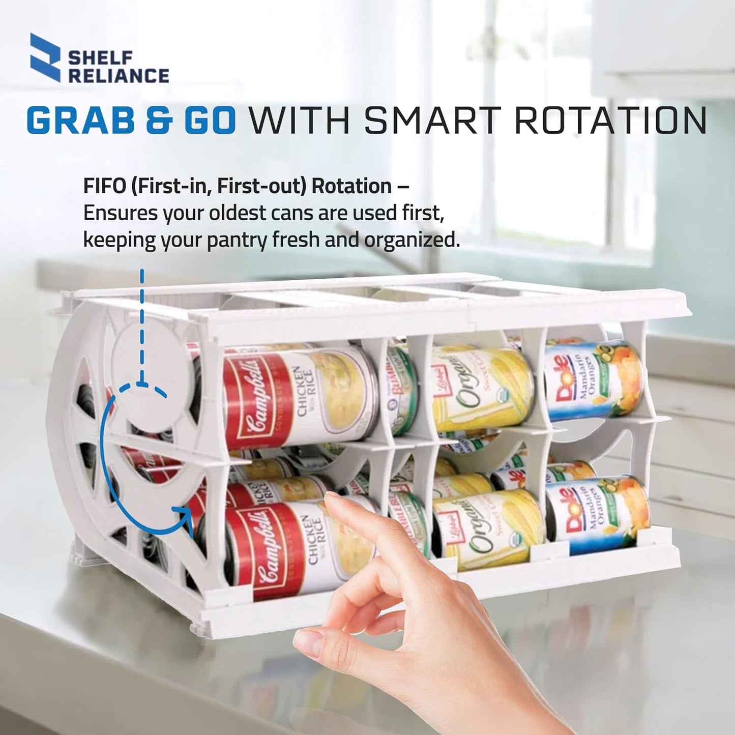 Shelf Reliance Cansolidator Pantry - 1-Pack Can Organizer for Pantry, Stackable Soda Can Storage for Kitchen, Holds 40 Cans of Food or Soda