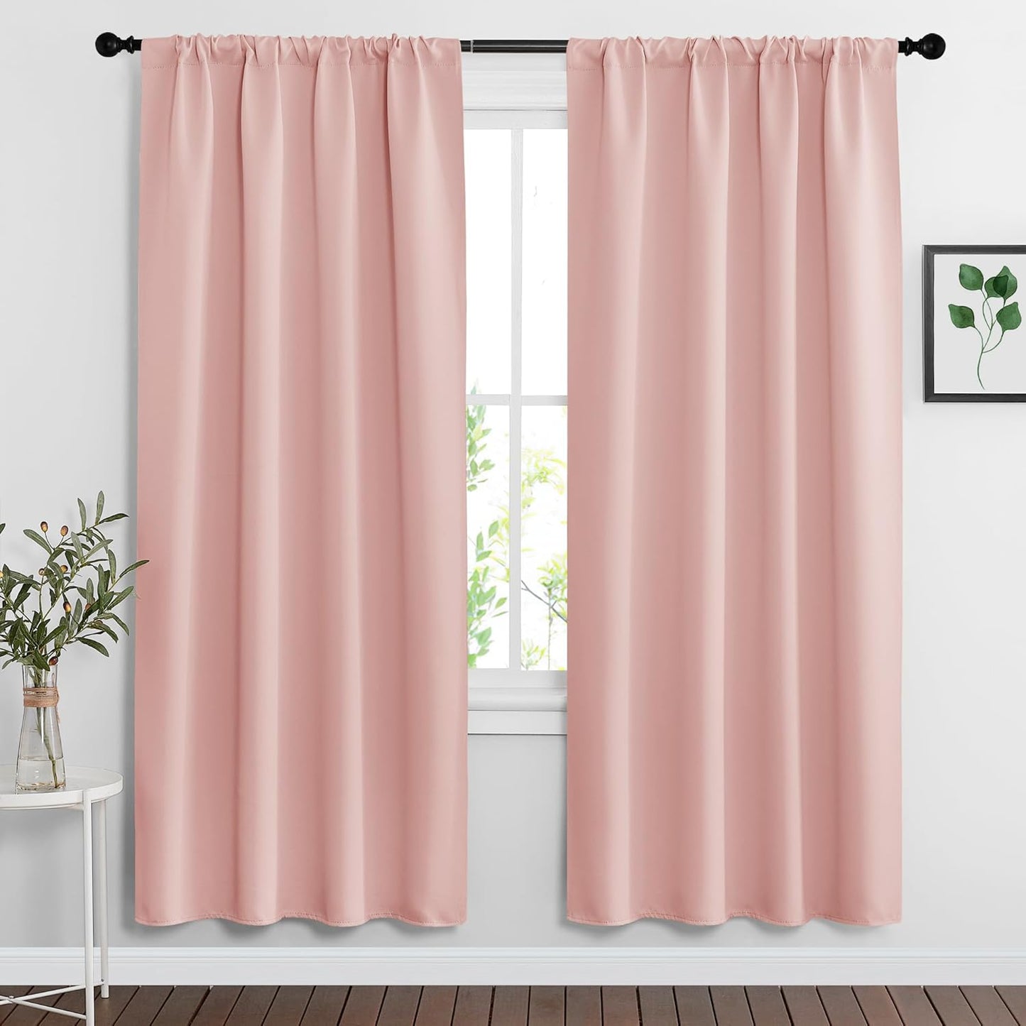 RYB HOME Peach Blush Rod Pocket Blackout Curtains for Bedroom Living Room Dining Baby Nursery Morden Decor Thermal Insulated Room Darkening Curtains,W 42 x L 63 inch,2 Panels