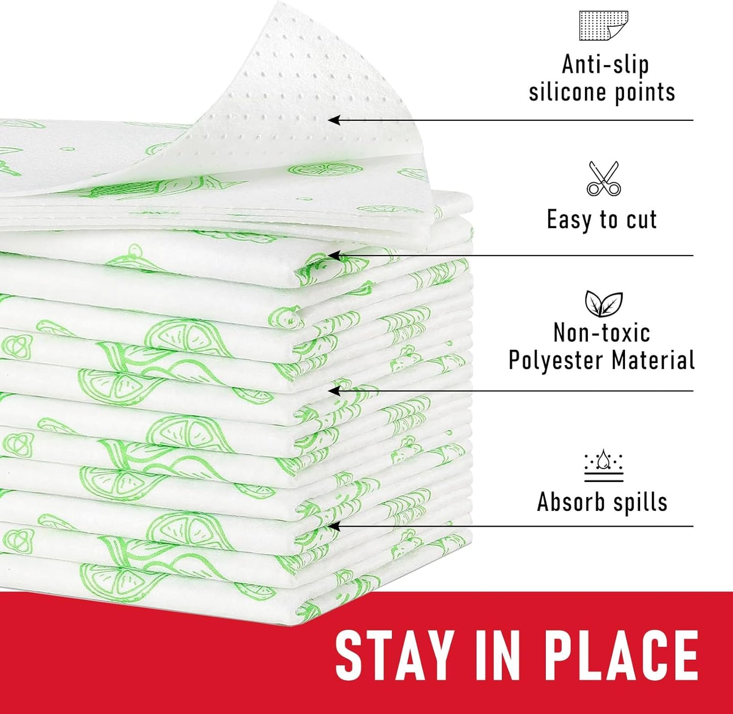 Cooyes Refrigerator Liners 17.7" x 24", Absorbent Strong Grip Fridge Mats Washable, Fridge Shelf Paper for Kitchen Cabinets, Non-Adhesive Refrigerator bin Liners for Shelves