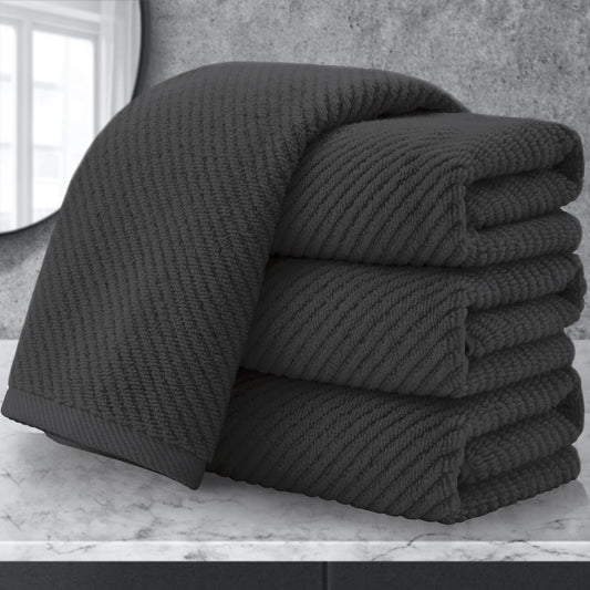 VOOVA & MOVAS Gray Hand Towels for Bathroom, Large 18" x 28" - 100% Cotton | Thick | Quick Dry | Lightweight | Absorbent | Soft, Hand Towels Set of 4, Bathroom Essentials, Dark Grey