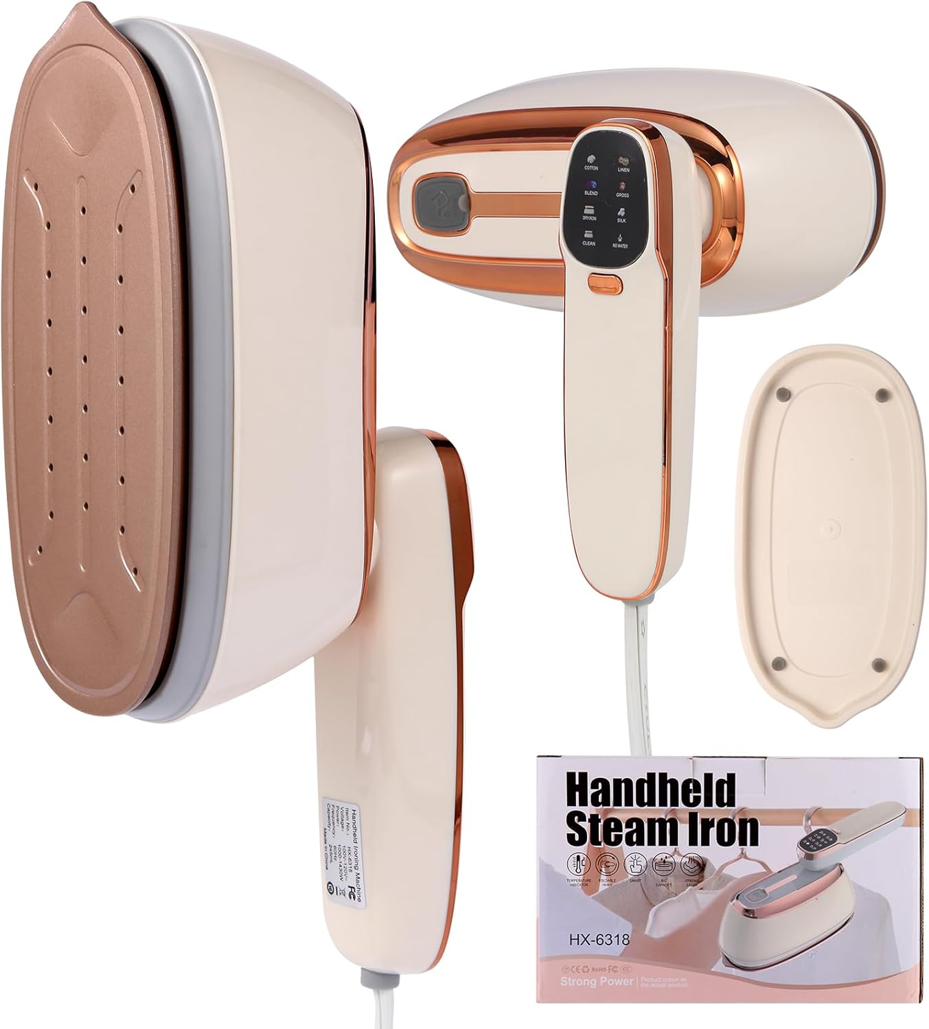 Handheld Garment Steamer 1500W – Large Ironing Panel, 20s Fast Heat-Up, 17 Steam Vents, 8 Fabric Modes & 260mL Water Tank for Home, Travel & Business