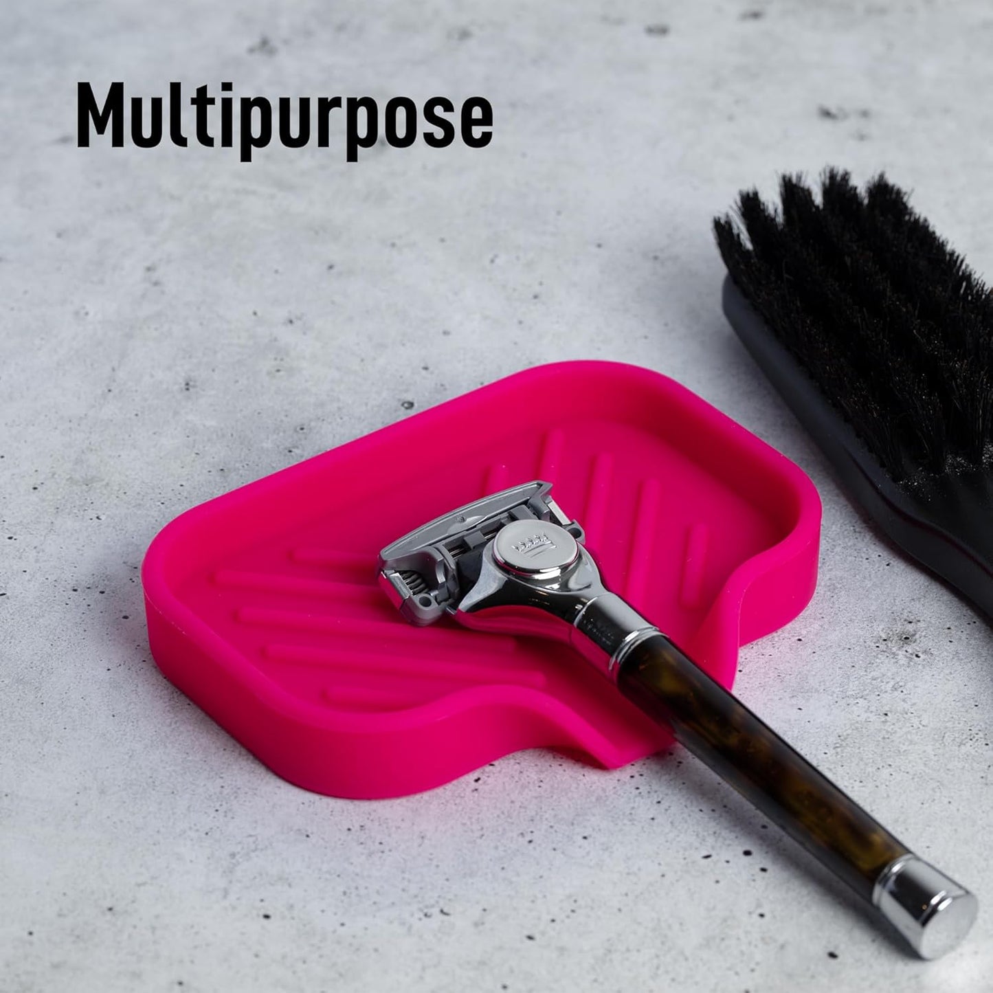 Zulay Small Silicone Sponge Holder (4.9x3.3”) – Space-Saving Sink Organizer Tray for Sponge, Soap, Brush & More – Compact Non-Slip Dish for Kitchen & Bathroom (Dragon Fruit)