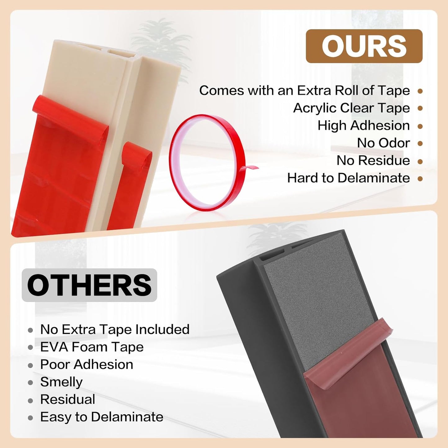 Floor Transition Strip Vinyl Door Threshold Ramp Self Adhesive Carpet Edging Strip Doorway Edge Trim, Overlap Edge Reducer for Laminate Carpet, Floor, Tile (Light Yellow Grain, 1/5" to 2/5", 6.6Ft)