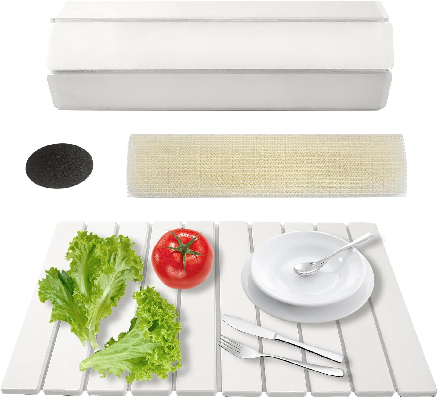 Stone Drying Mat for Kitchen Counter Square, 23.62"x15.35", Collapsible Quick Dry Dish Drying Mat, Absorbent Diatomaceous Earth Pads Match Any Countertop for Dishes Kitchen and Bathroom