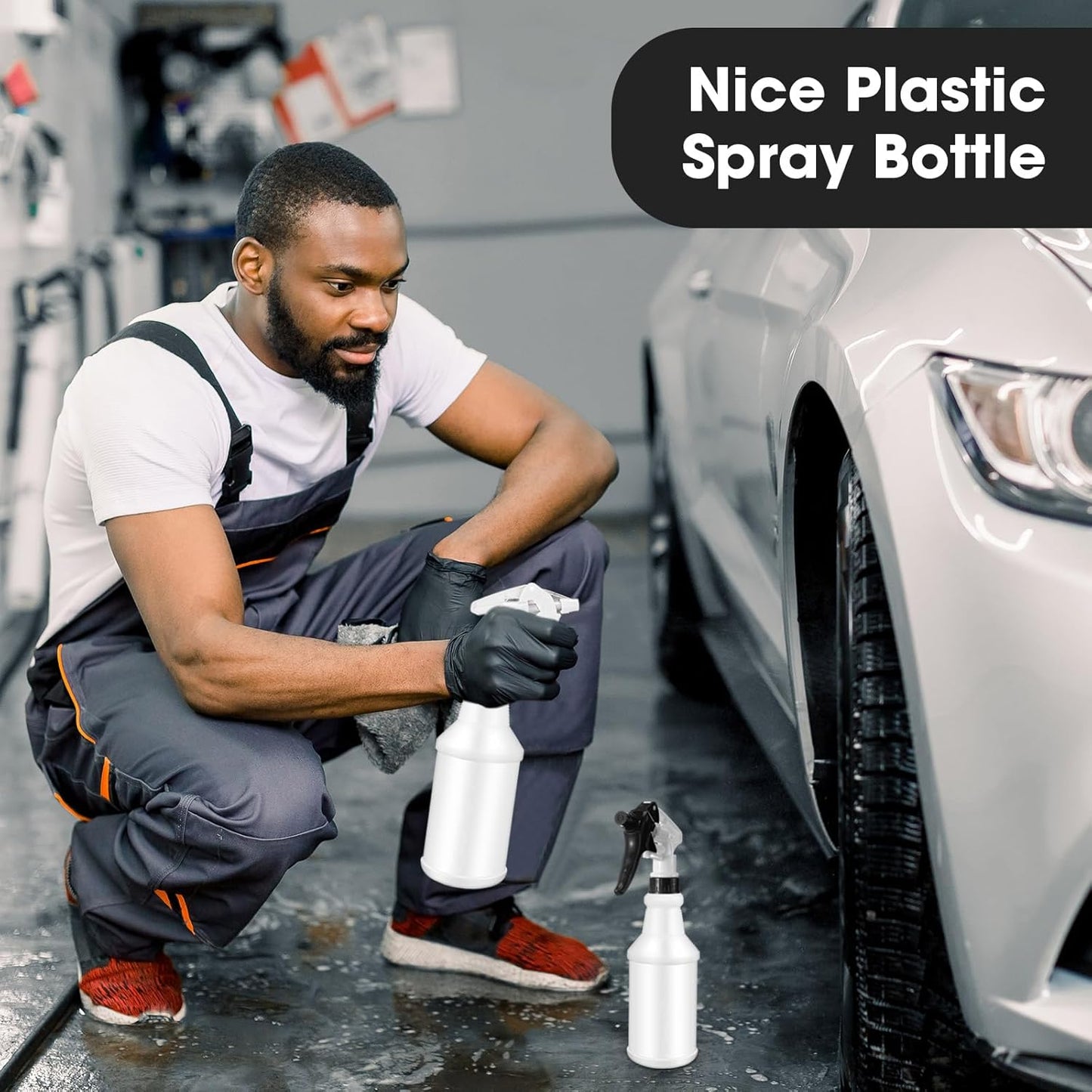 Eccliy 12 Pcs 16 Oz Plastic Spray Bottle, Adjustable Empty Reusable Sprayer for Cleaning, Planting, Water, Bathroom and Kitchen, BBQ, Commercial and Residential(Black, White,Original)