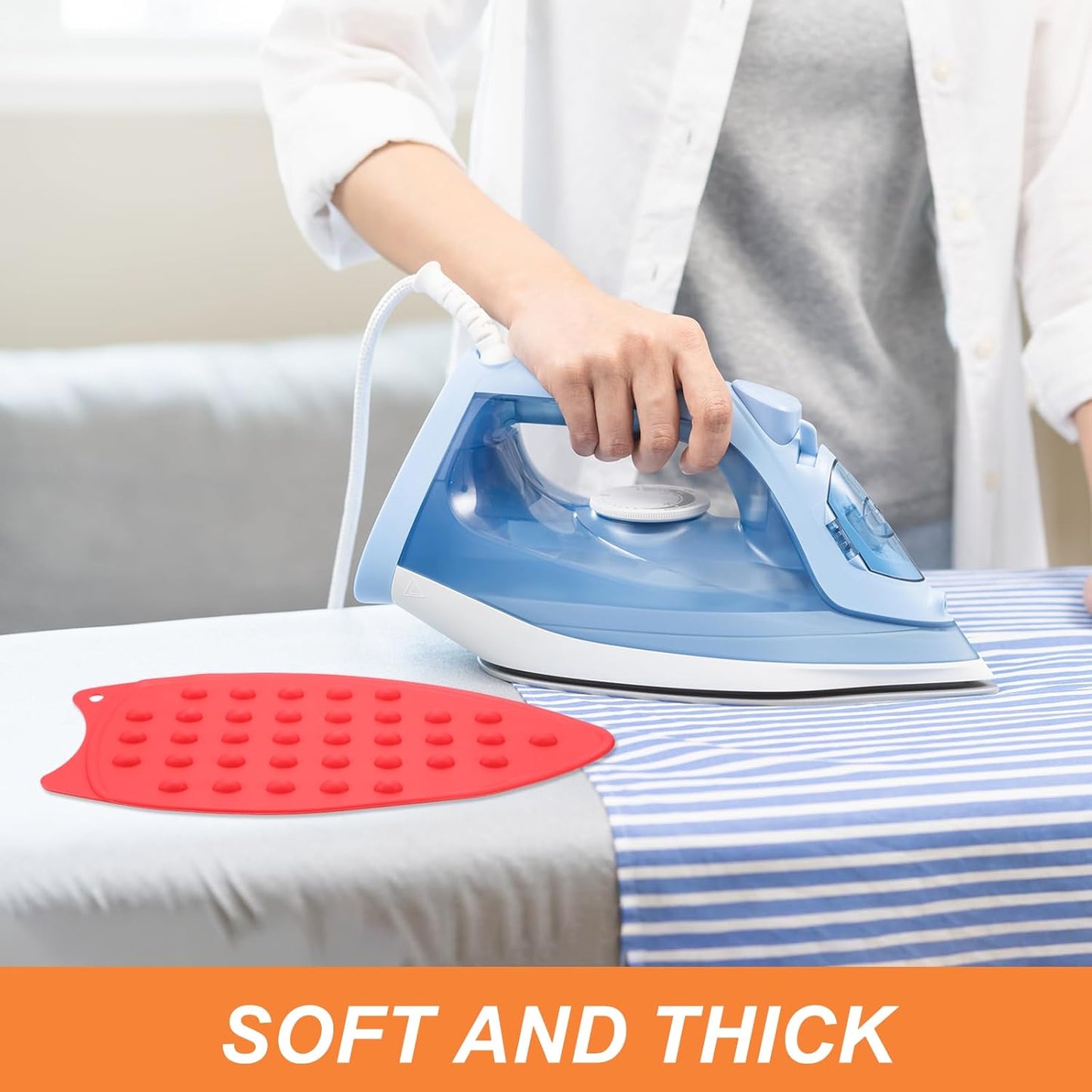 PATIKIL Silicone Iron Rest Pad, 2 Pcs Multipurpose Hot Heat Resistant Iron Rest Plate Protective Pad for Ironing Board Hot Resistant Steamer Steam Compact Mat, Red