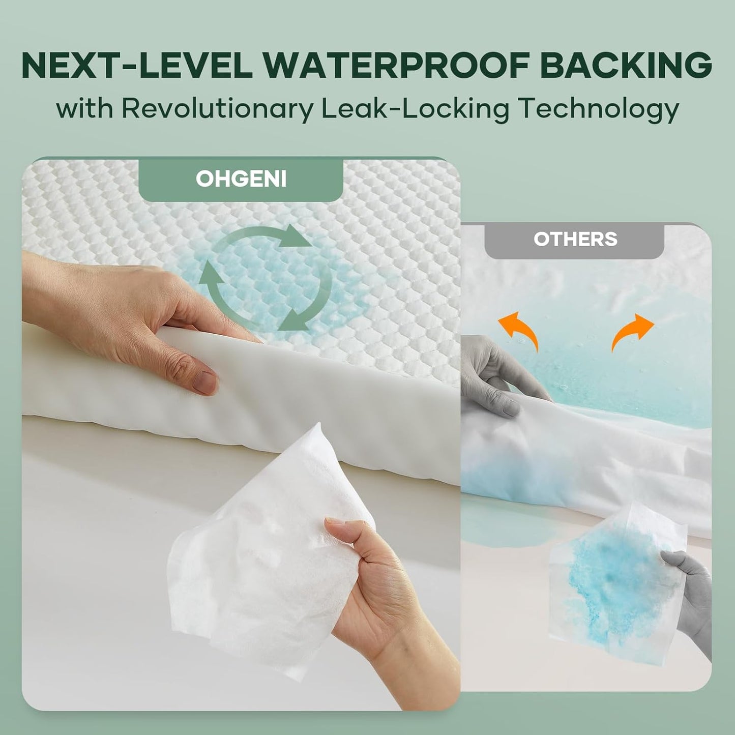 OhGeni 100% Waterproof Mattress Protector, Twin Size Mattress Pad, Fits 6"-20" Mattresses with Deep Pocket, Cooling, Breathable Fitted Sheets, Soft Bed Cover, Noiseless, Machine Washable