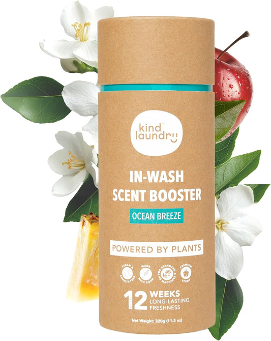 Kind Laundry In Wash Scent Booster Beads - Ocean Breeze - 100% Plant Based - Natural Laundry Booster Beads & Smell Deodorizer - Environment Friendly Odor Eliminator for Clothes (320 grams)