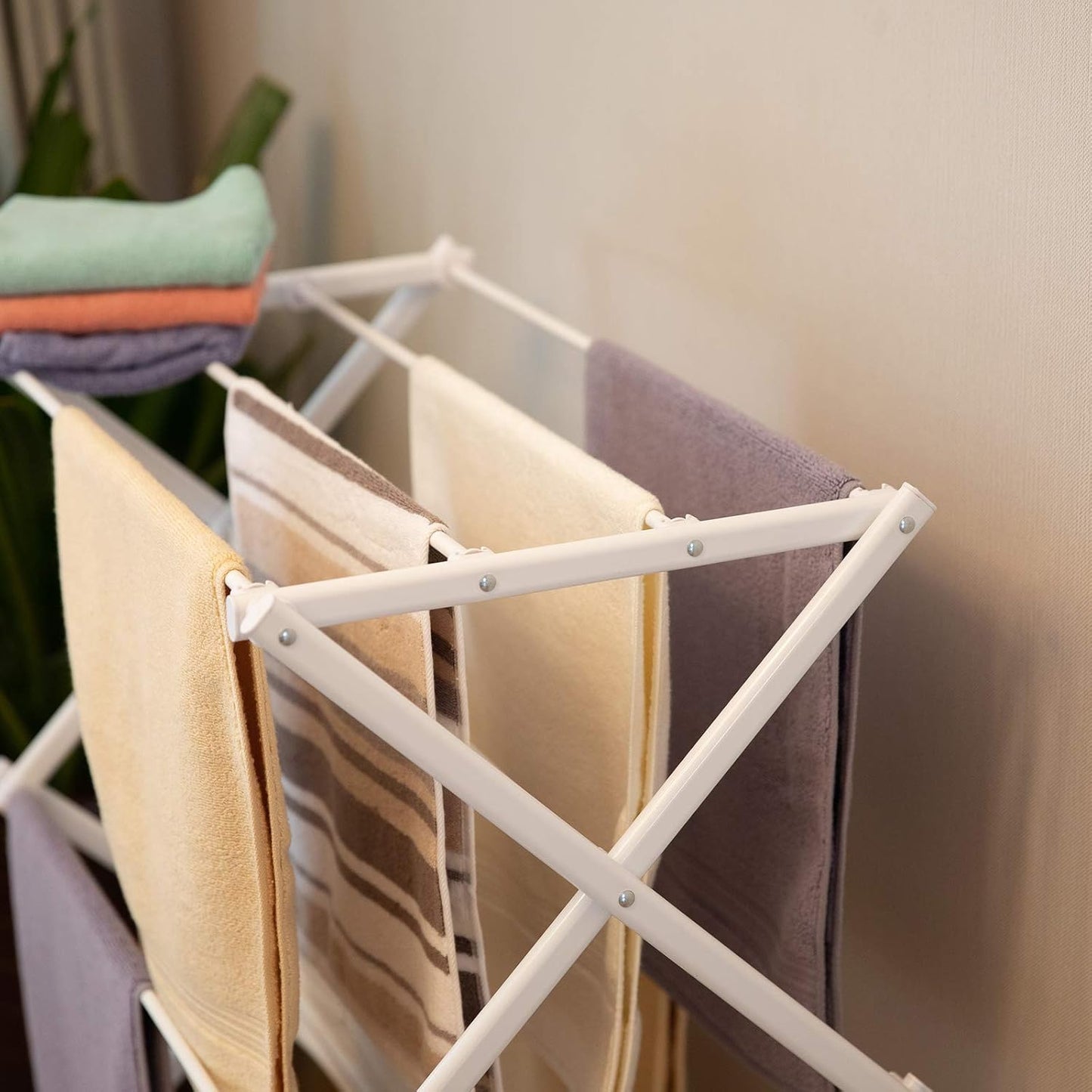 3 Tiers Foldable Clothes Drying Rack, Vertical Laundry Rack Portable and Collapsible for Storage Indoor Outdoor, White