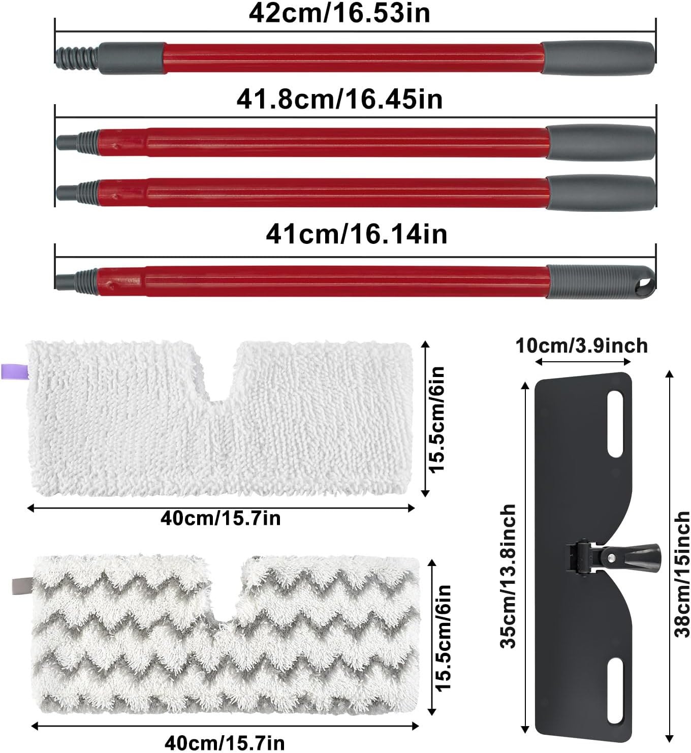 Microfiber Mops for Floor Cleaning, Dust Mop for Hardwood Floors with 2 Heavy Scrub Mop Pads, 2 Microfiber Pads and 4 Section Adjustable 58” Long Handle, Double-Sided Flip Flat Mops for Hardwood