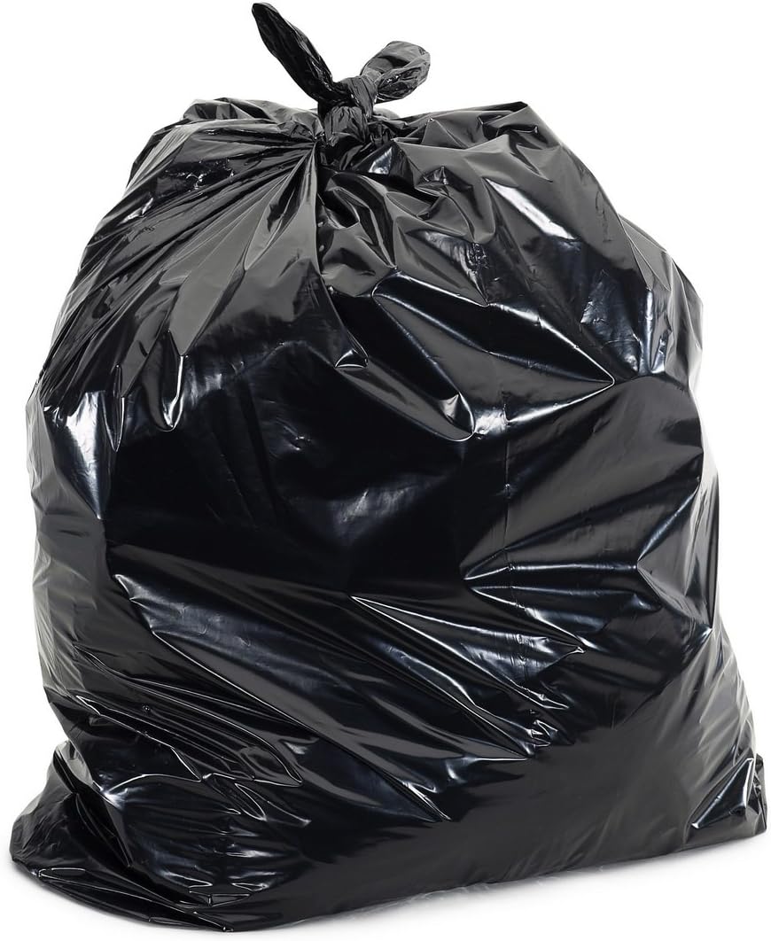 Plasticplace 12-16 Gallon Trash Bags, 1.0 Mil, Black Tall Garbage Can Liners, 24" x 31" (250 Case)