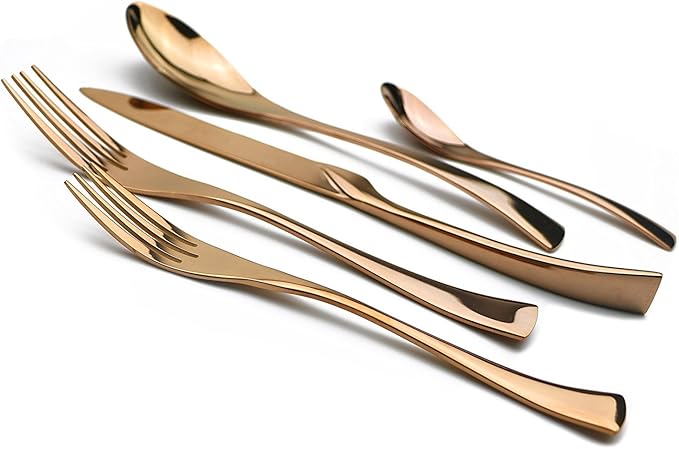 5-Piece 18/10 Stainless Steel Rose Gold Flatware Set, Serive for 1