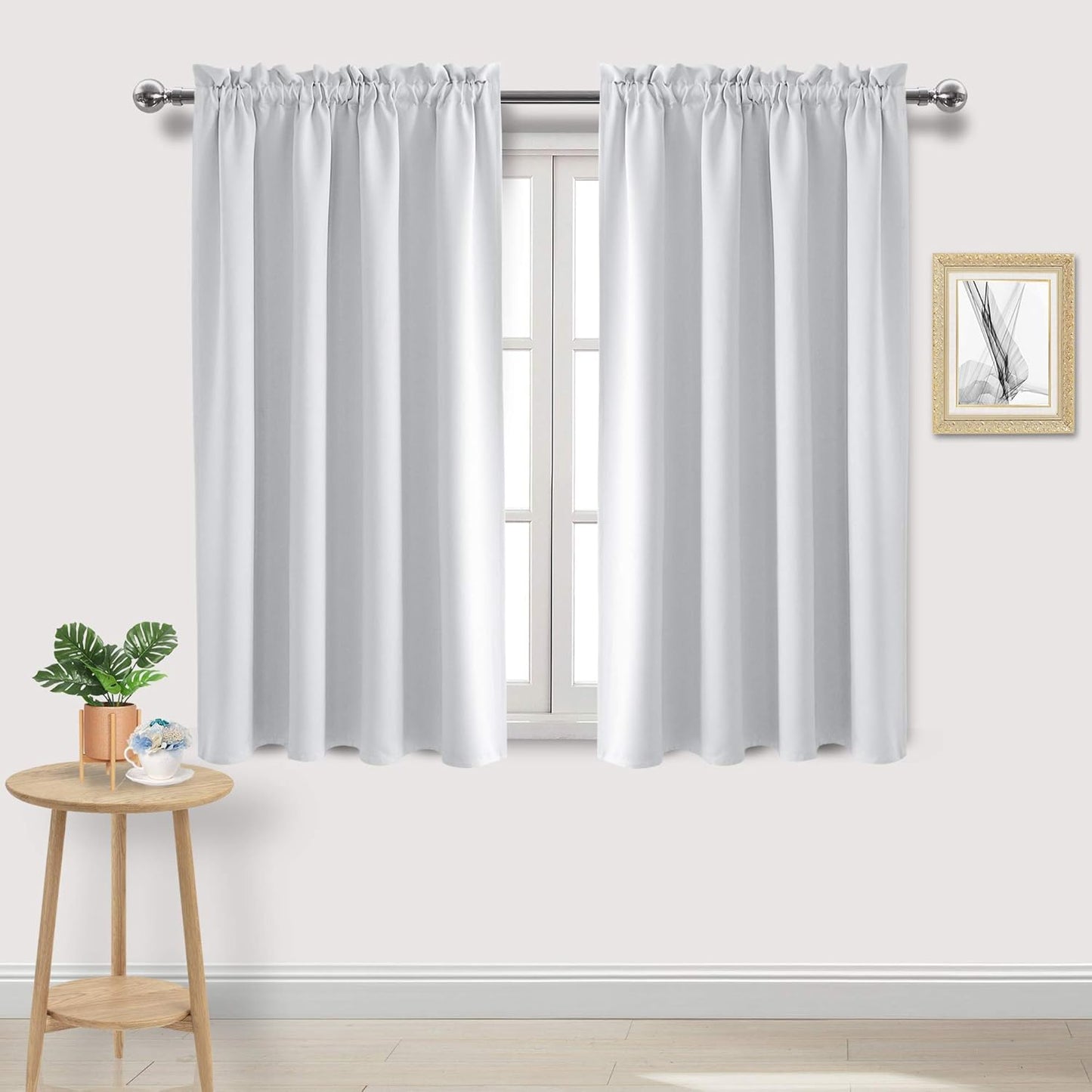 DWCN White Room Darkening Blackout Curtains - Thermal Insulated Privacy Energy Saving Window Curtain Drapes 52 x 54 inch Length, Set of 2 Bedroom Living Room Curtains