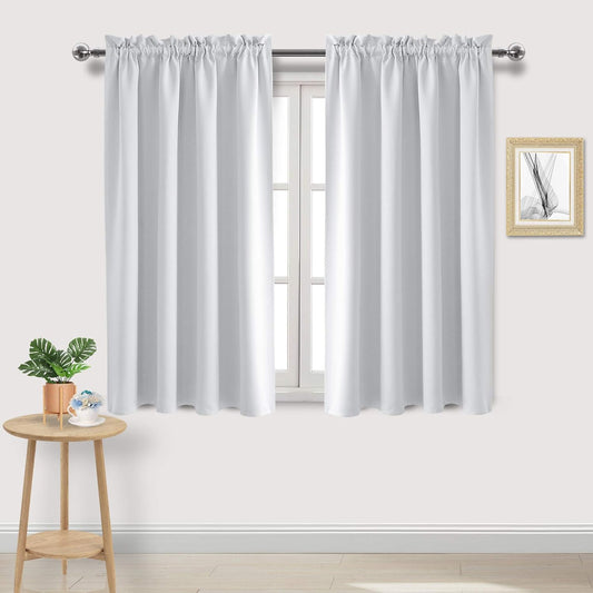 DWCN White Room Darkening Blackout Curtains - Thermal Insulated Privacy Energy Saving Window Curtain Drapes 52 x 54 inch Length, Set of 2 Bedroom Living Room Curtains