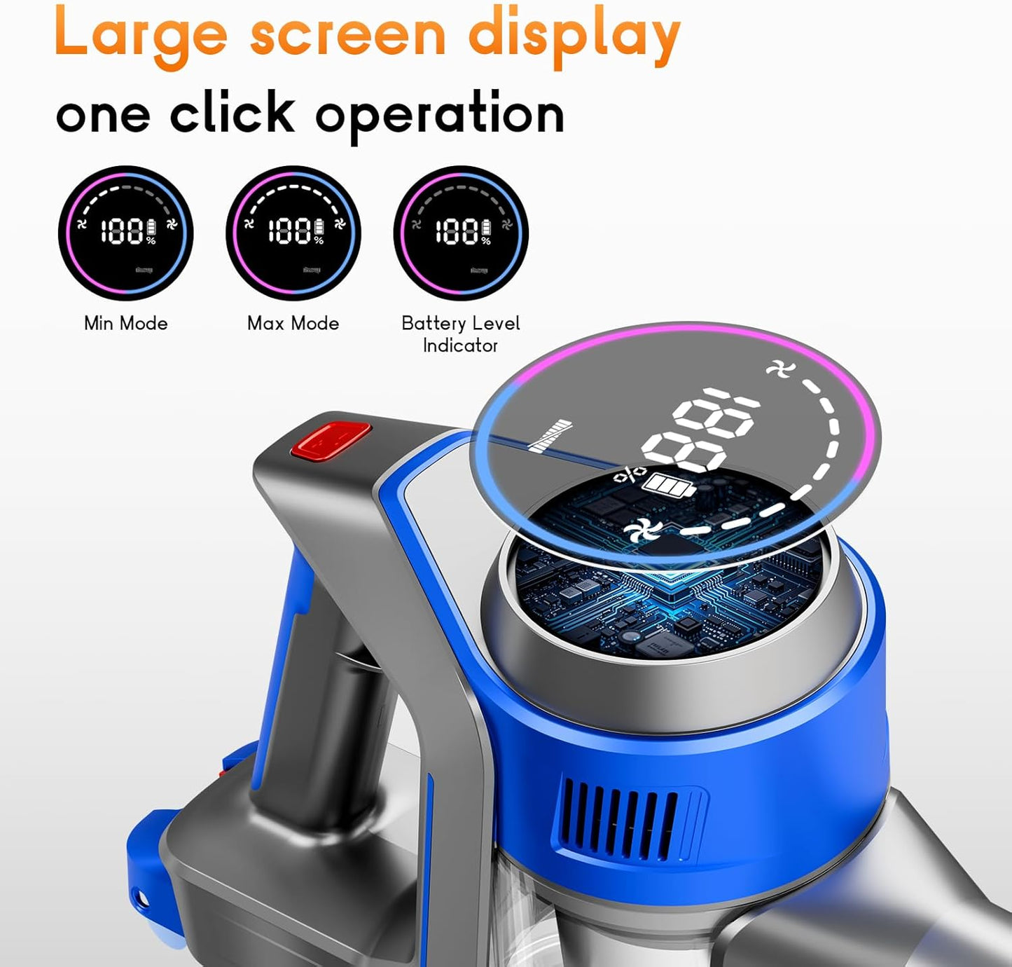 Cordless Stick Vacuum Cleaner - Rechargeable, 45Kpa Powerful Vacuums with Detachable Battery Display, Max 45Mins Runtime, 8 in 1 Handheld Vacuum for Hardfloor & Carpets Pet Hair