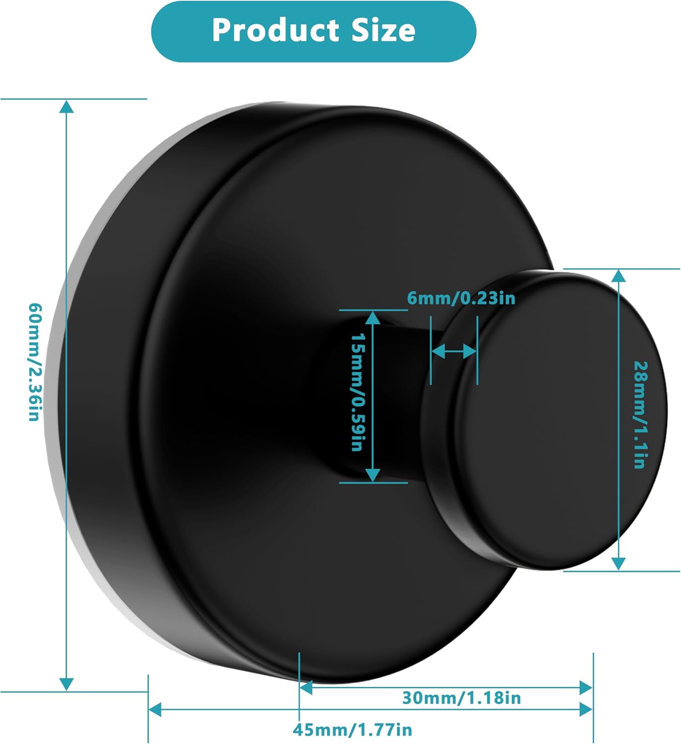 Suction Cup Hooks for Shower,Removable No Drill Towel Hooks,Upgraded 15 lbs Strong Suction hooks for Bathroom Tile,Shower Wall,Glass Door,Kitchen-Loofah,Coat,Stainless Waterproof-Matte Black 4 Pcs