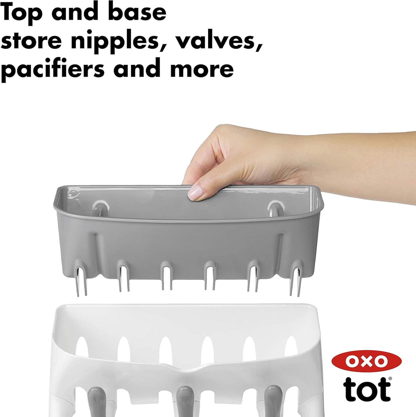 OXO Tot Space-Saving Bottle Drying Rack, Baby Bottle Organizer for Countertop