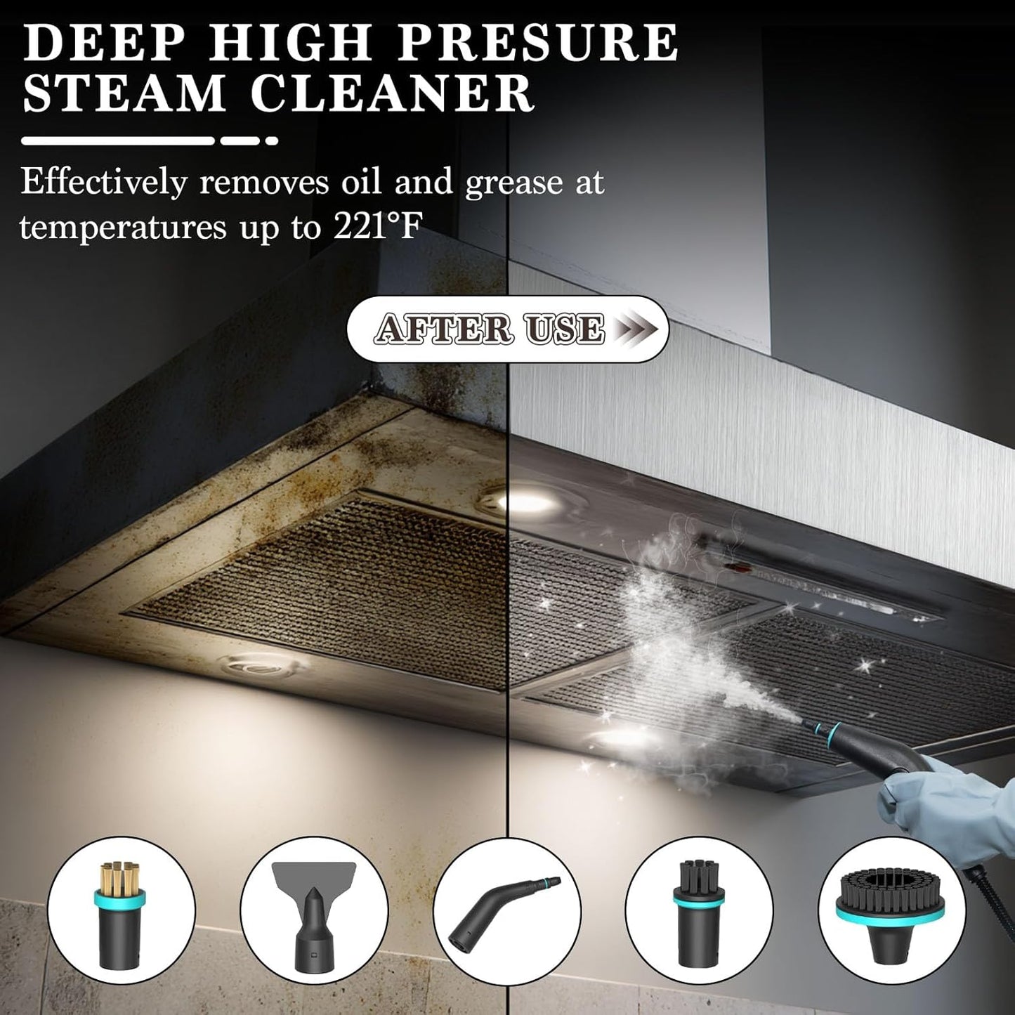 Steam Cleaner,15s Heat-Up 42.27oz Tank,2500w Handheld Steam Cleaner for Home with 15 pcs Accessories,Portable Steamer for Cleaning,kitchens,Grease,bathrooms,Grout,Tile,Bed Bugs,Floor,Couch and Car